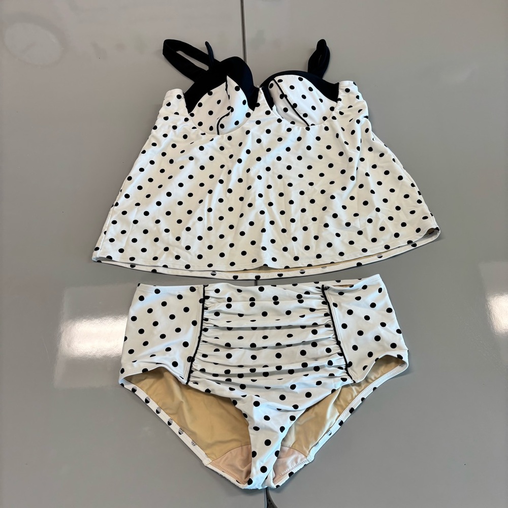 Lane Bryant Kids Polka Dot Tankini - Black & White